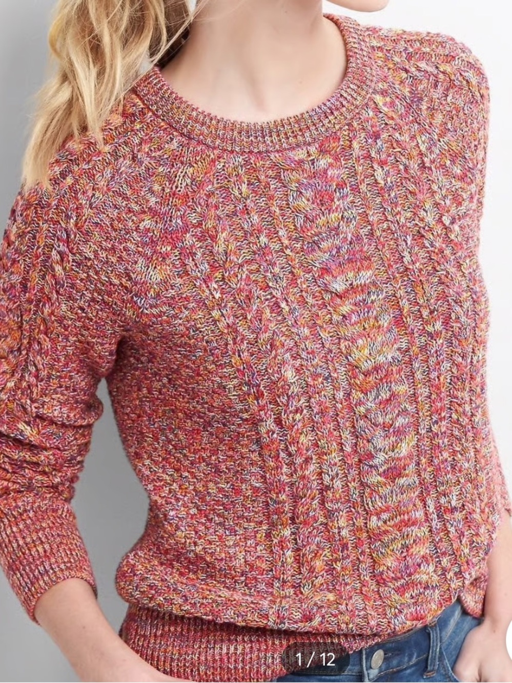 100% cotton Gap Rainbow Cable Knit Pullover Sweater